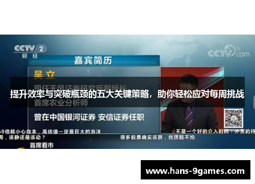 提升效率与突破瓶颈的五大关键策略，助你轻松应对每周挑战